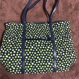 Vera Bradley Navy and Lime Polka Dot Tote